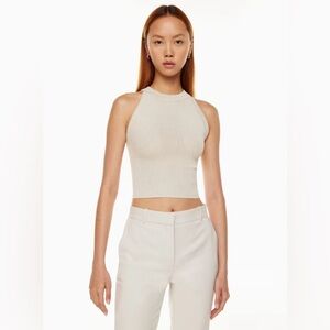 Babaton New Sculpt Knit Halter Top in Matte Pearl